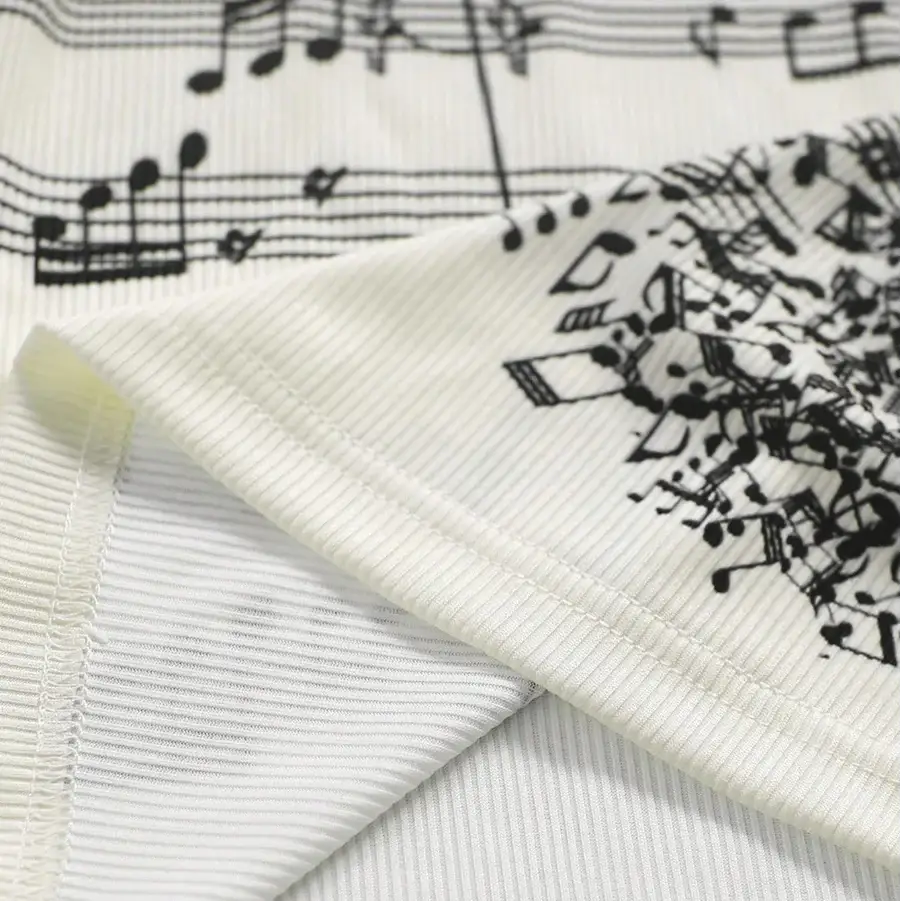 Music Notes Off The Shoulder Top