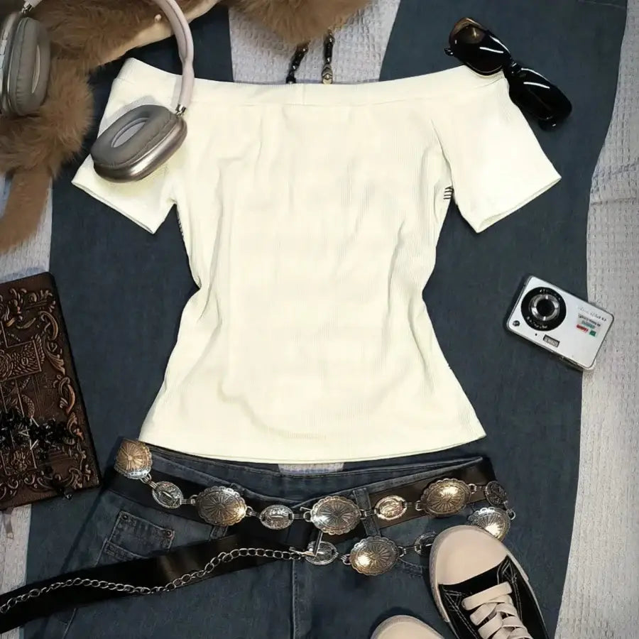 Music Notes Off The Shoulder Top