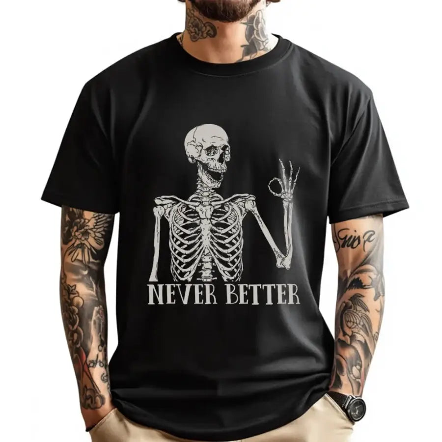 Never Better Skeleton Shirt - Black / XS