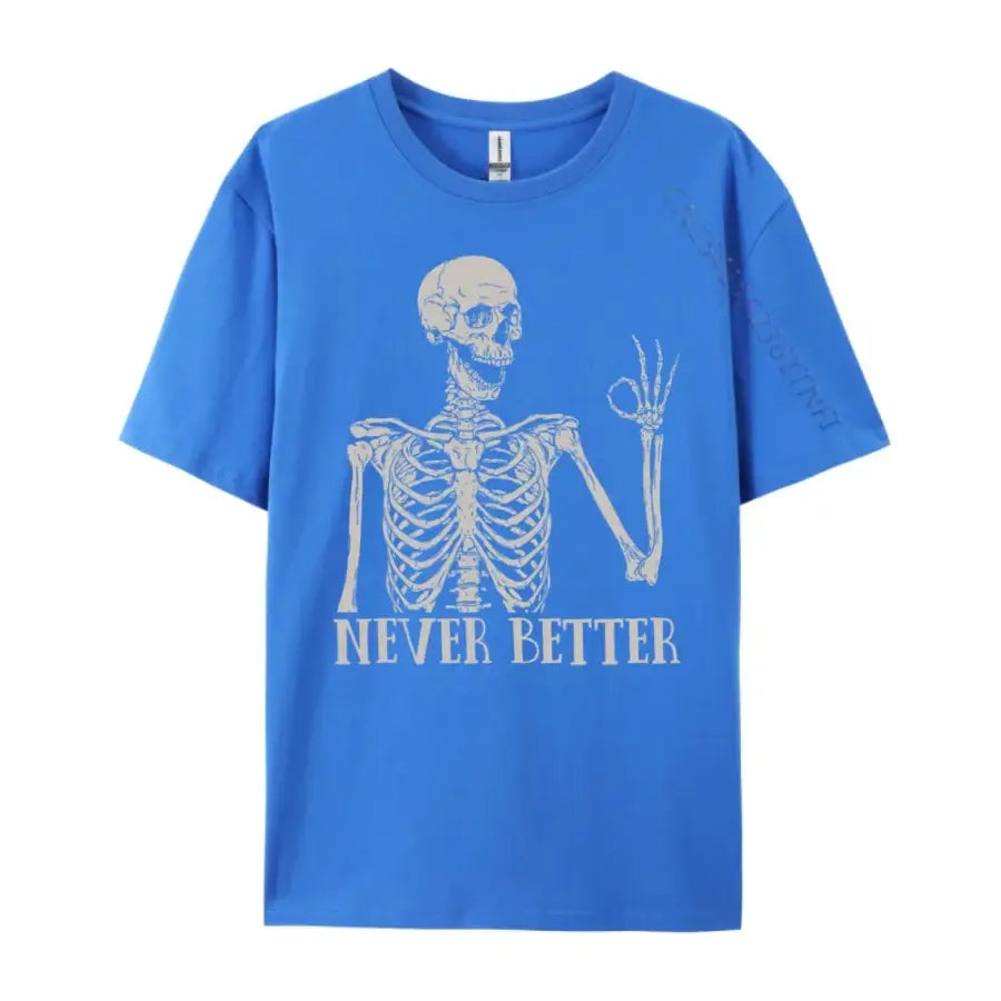 Never Better Skeleton Shirt - Blue / XS