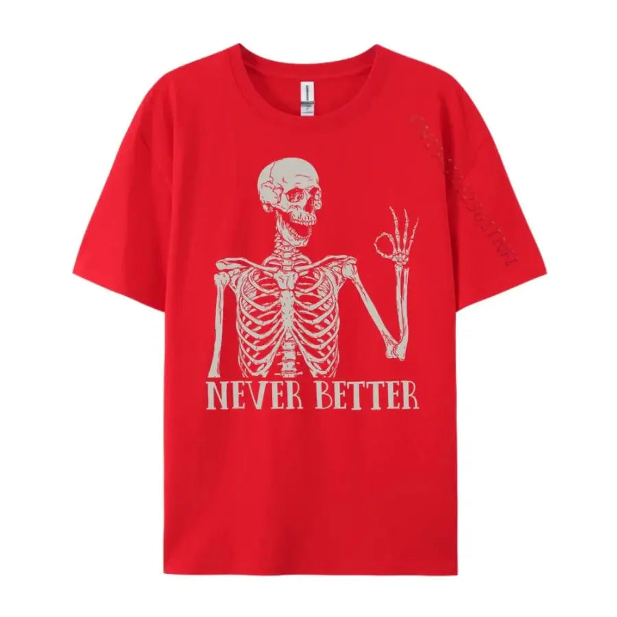 Never Better Skeleton Shirt - Red / XS