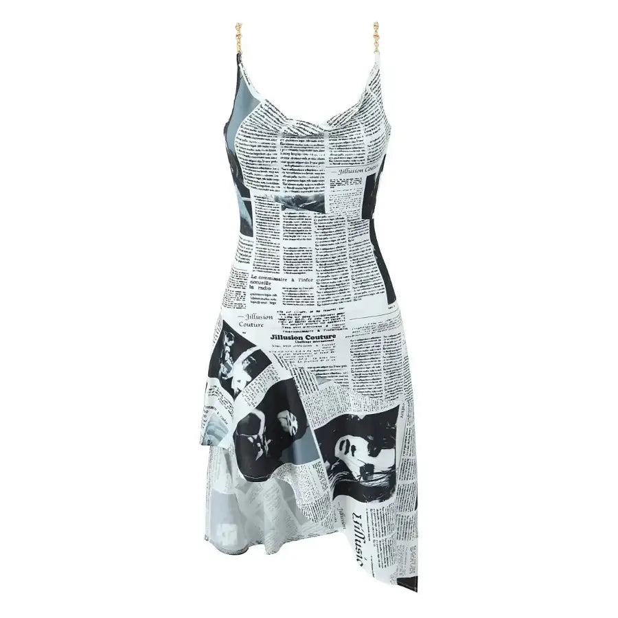 Newspaper Print Dress - S