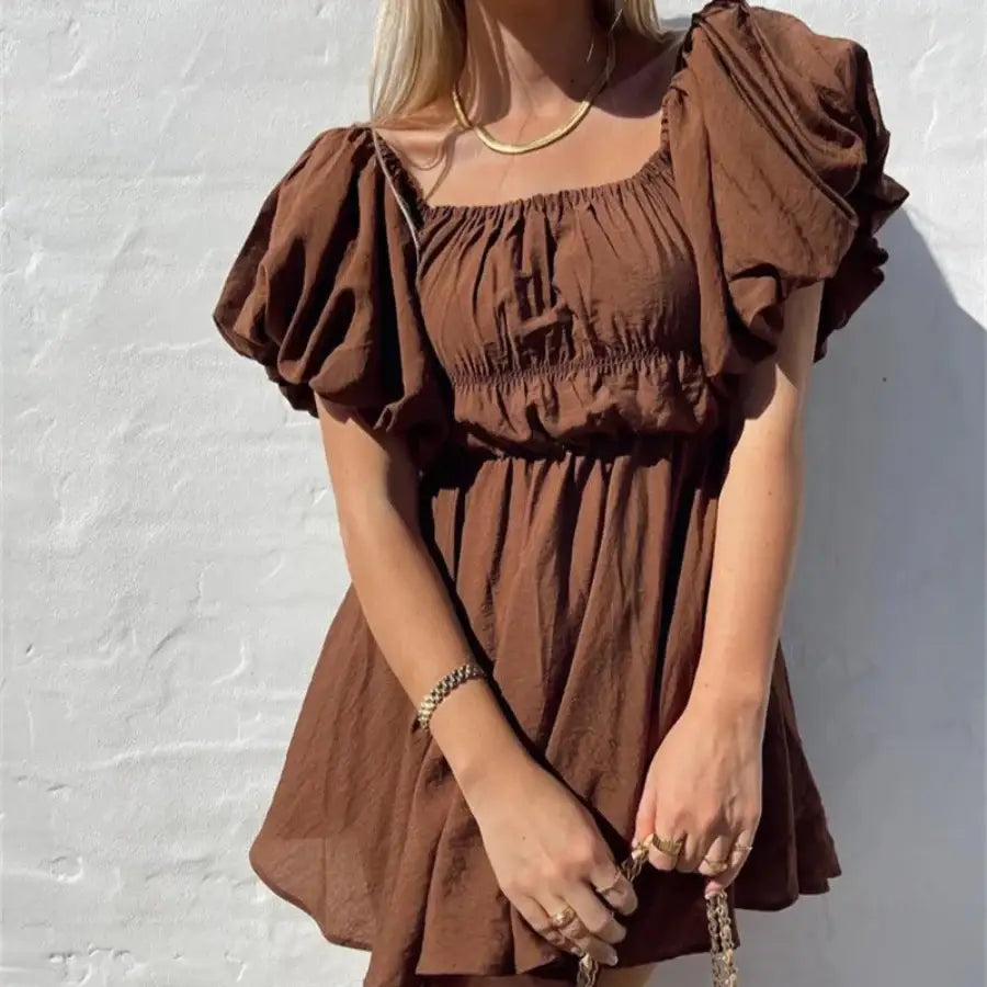 Off The Shoulder Puff Sleeve Dress
