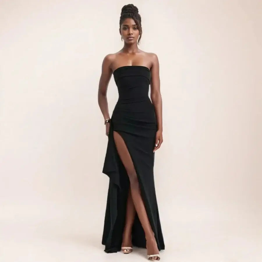 Off The Shoulder Slit Dress