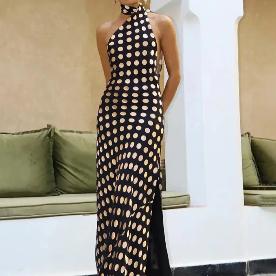 One Shoulder Polka Dot Dress - S