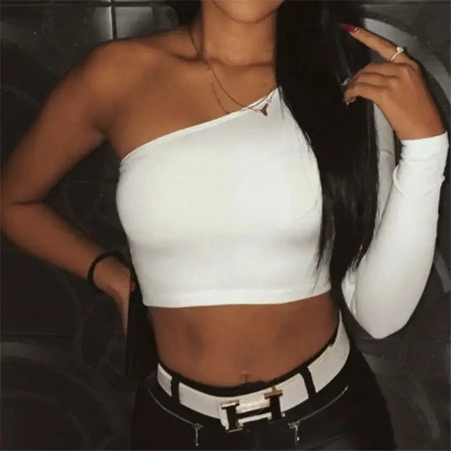 One Sleeve Top - White / S