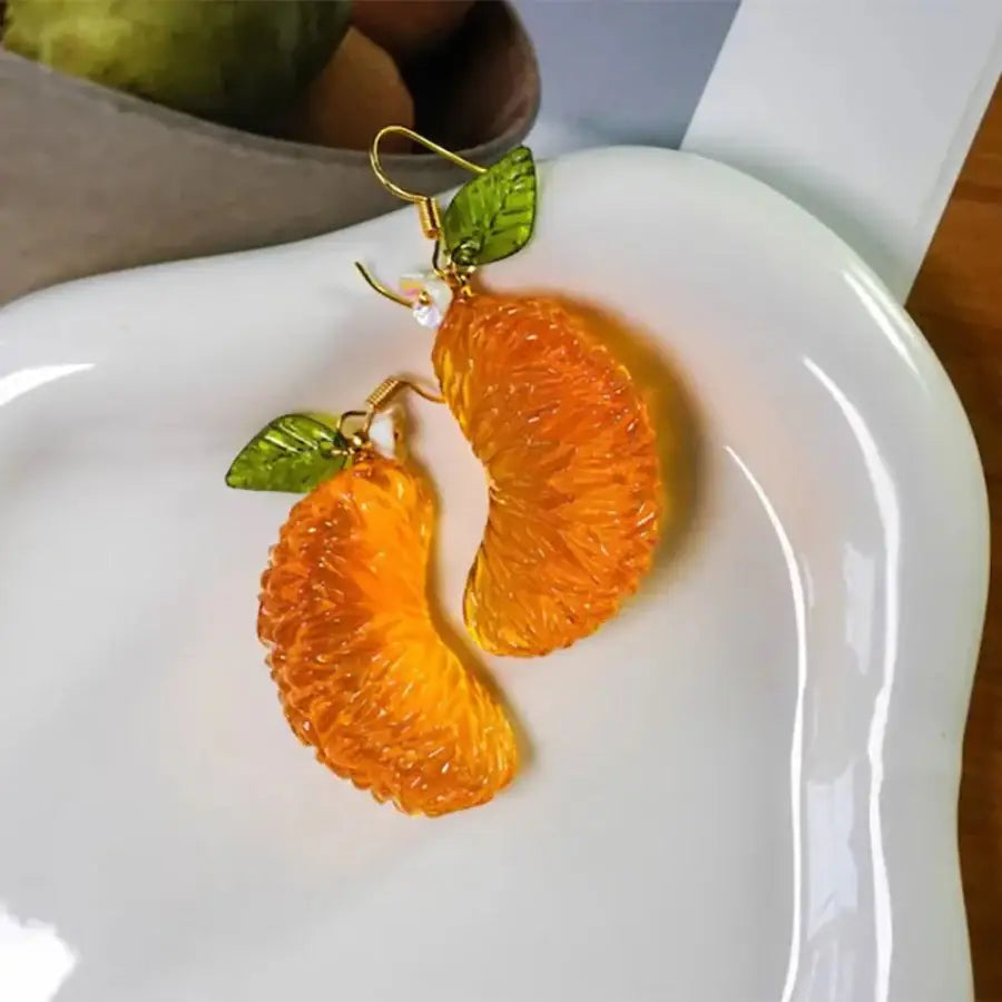 Orange Slice Earrings - Orange
