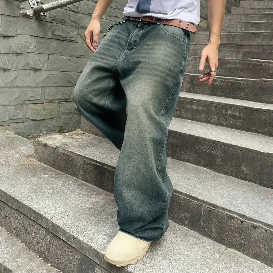 Oversized Hip Hop Jeans - Grey / M
