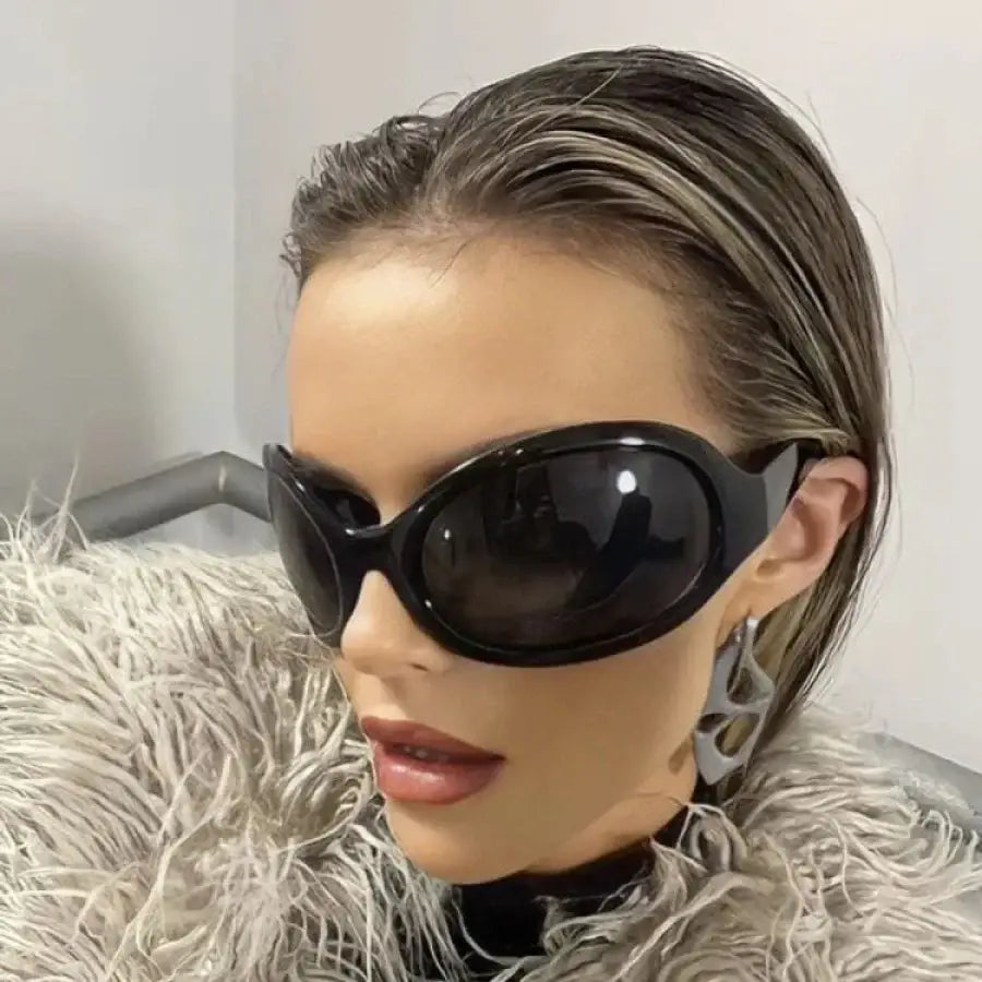 Oversized Round Sunglasses - Black