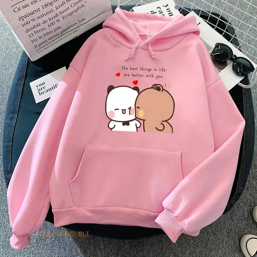 Panda Bear Hoodie - Pink / XS
