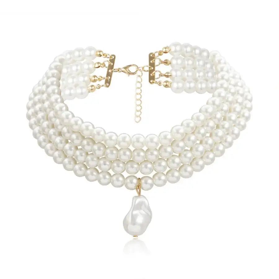 Pearl Choker Necklace Gold