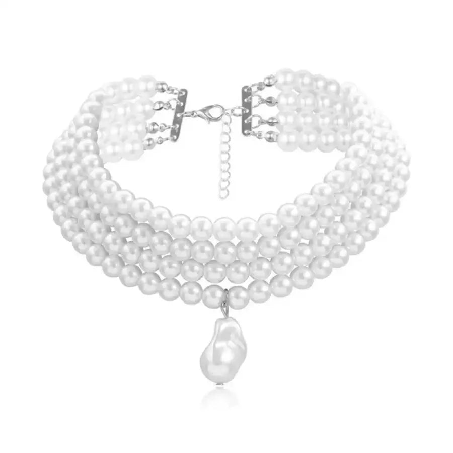 Pearl Choker Necklace Silver