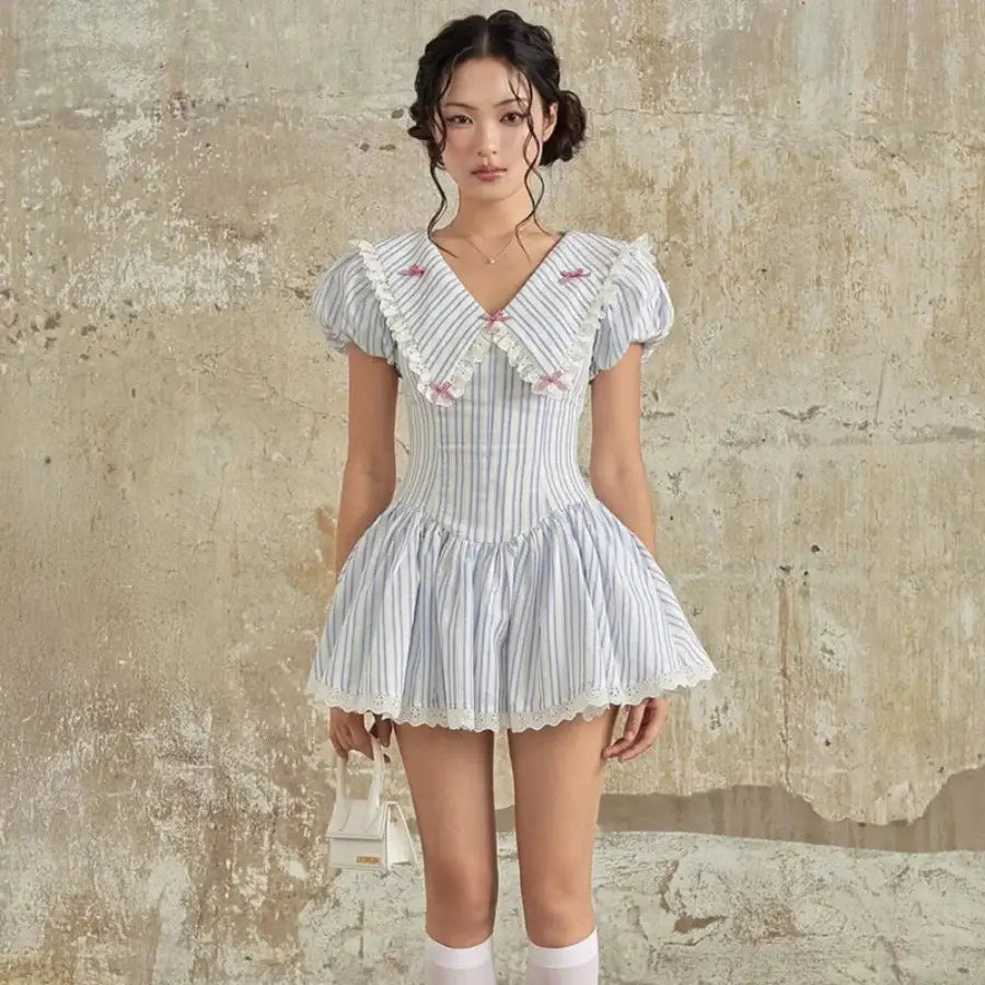Peter Pan Collar Mini Dress - S