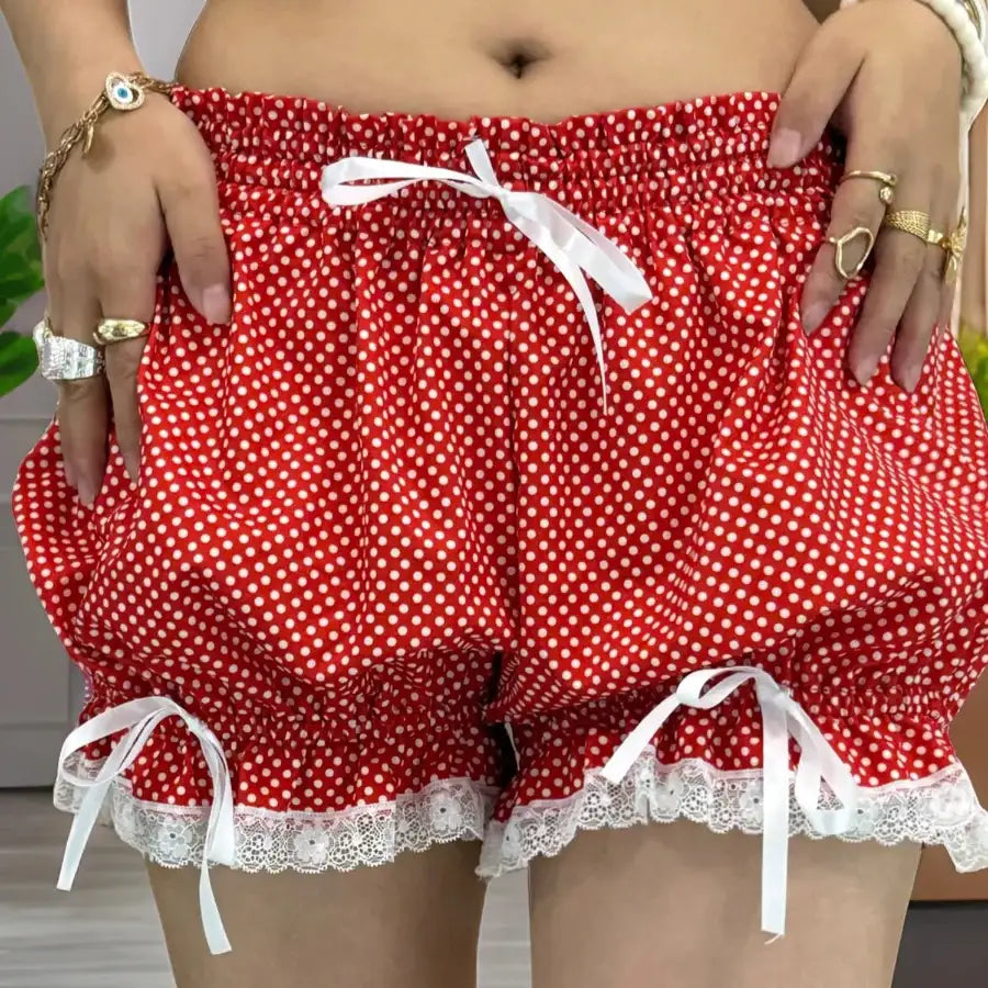 Plaid Bloomer Shorts - Red / S