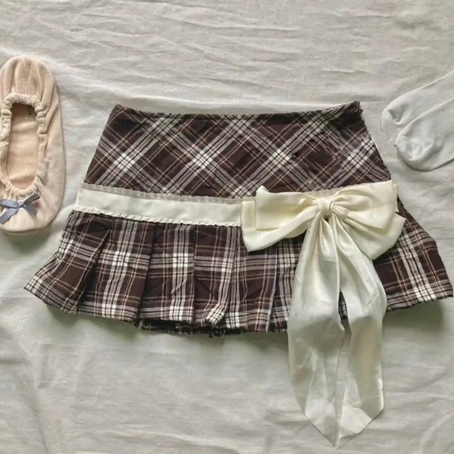 Plaid Bow Skirt - S