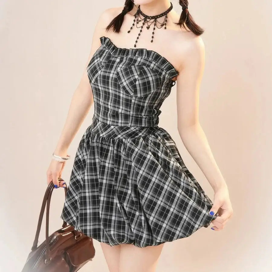 Plaid Bubble Dress