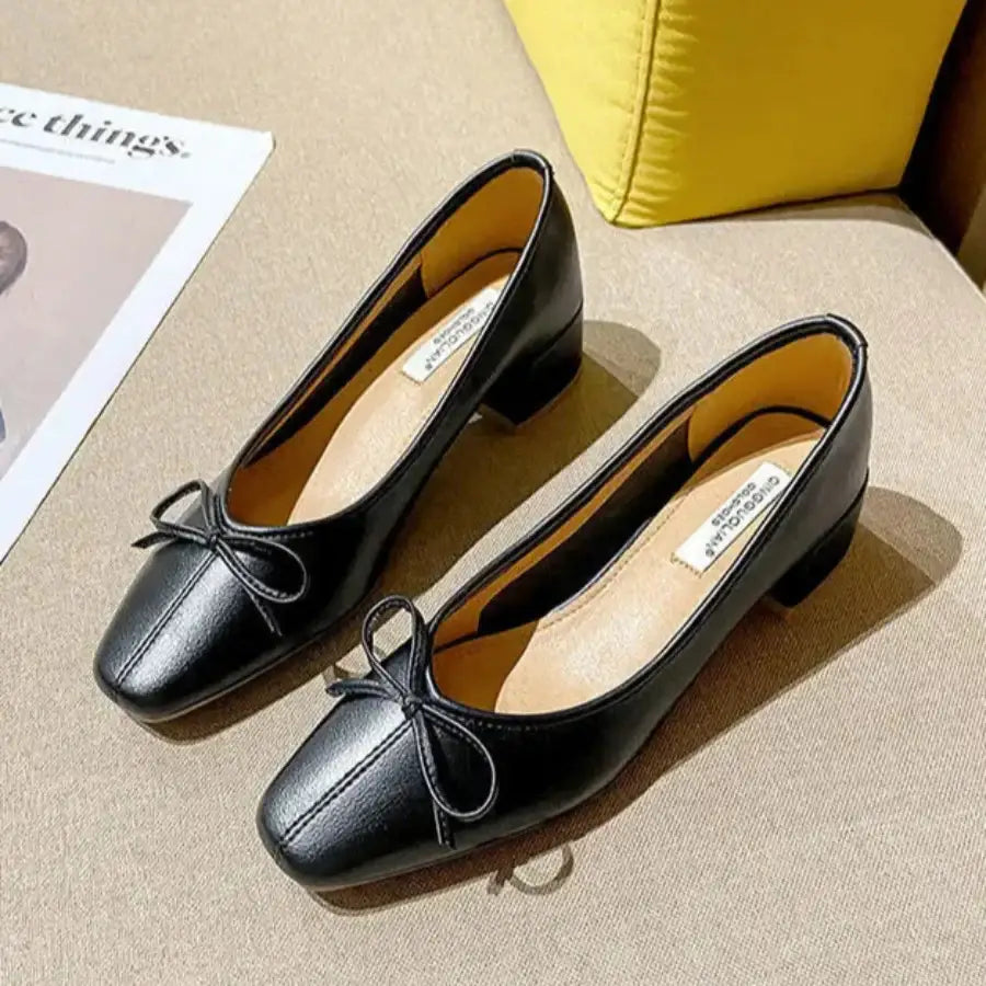 Pointed Toe Ballerina Shoes - Black / 5