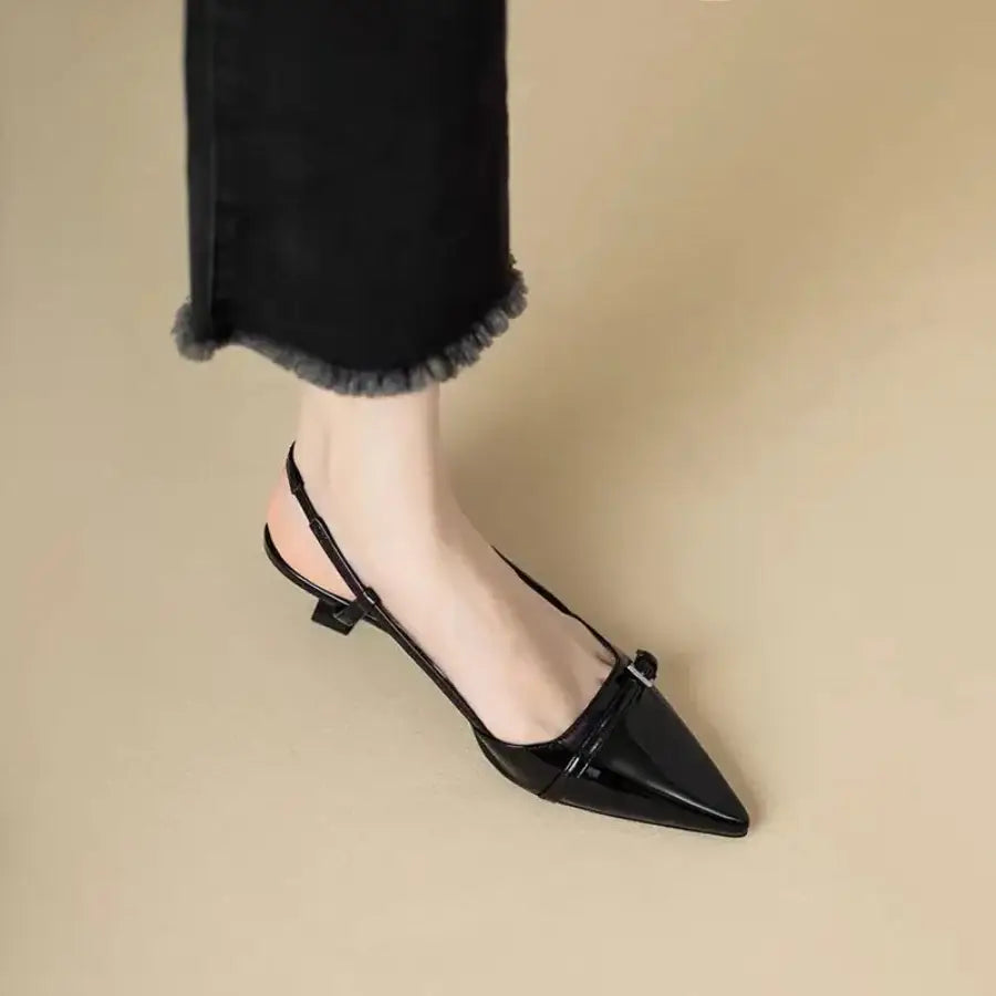 Pointed Toe Low Heels - Black / 5