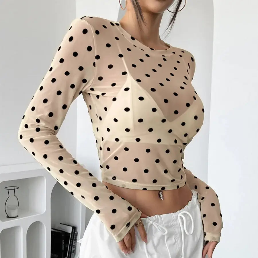 Polka Dot Mesh Top