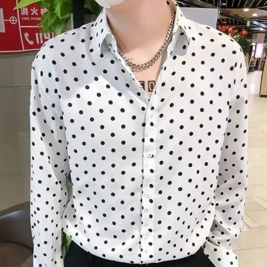 Polka Dot Shirt - White / M