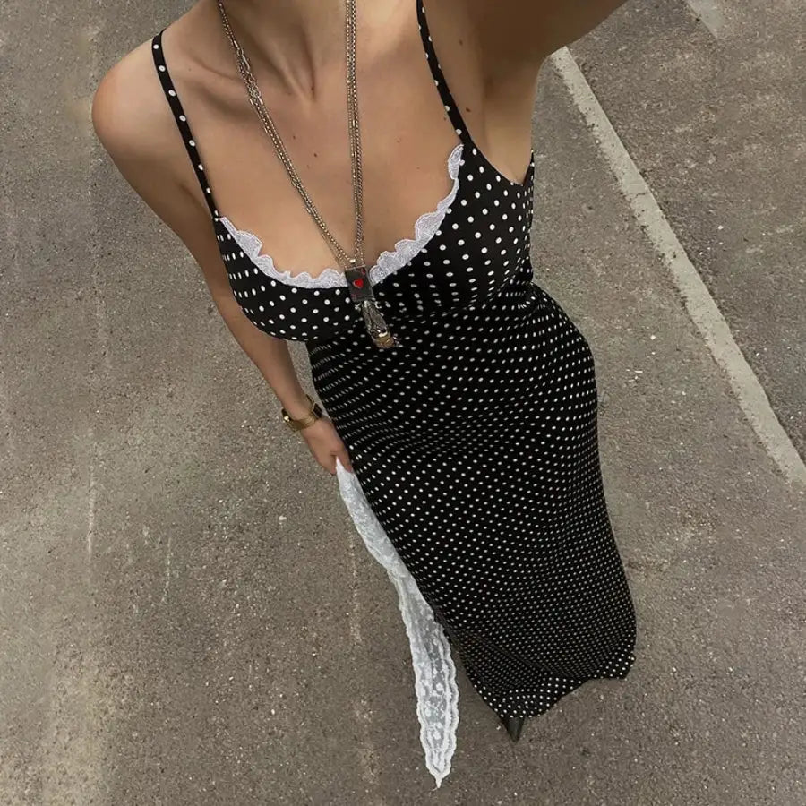 Polka Dot Suspender Dress - S