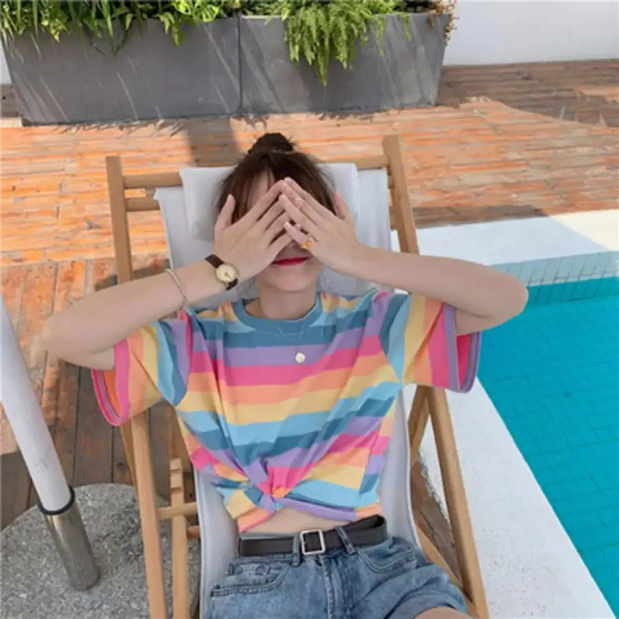 Rainbow Striped Shirt - M