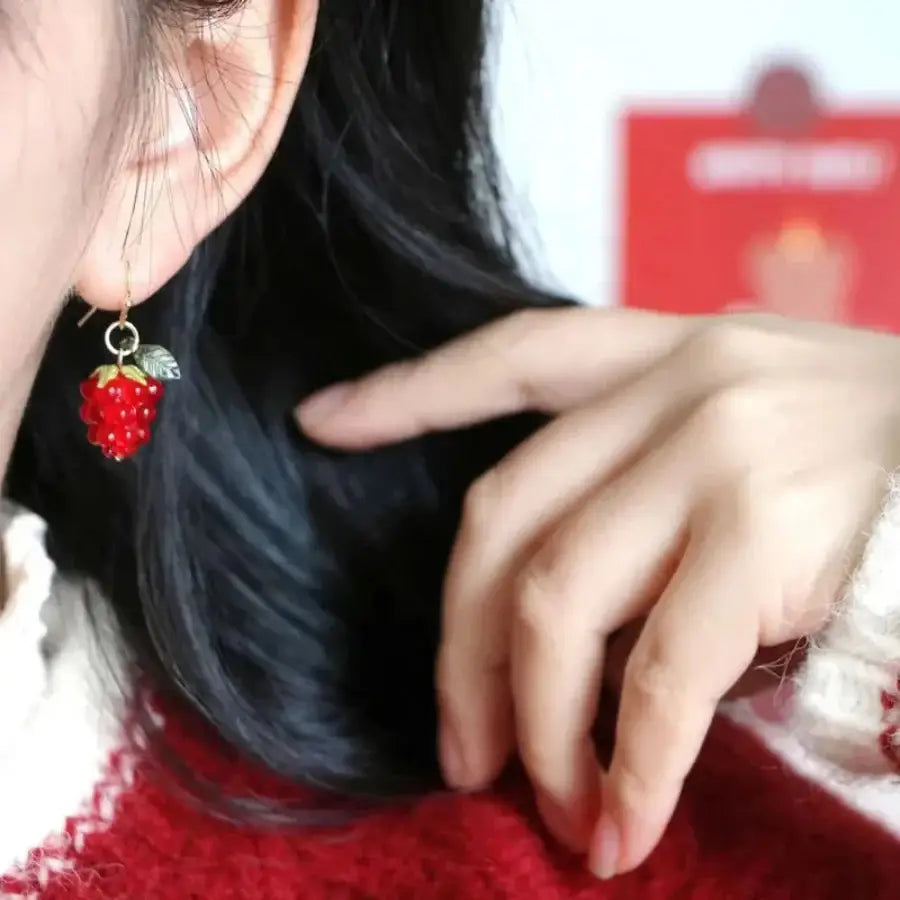 Raspberry Earrings Red