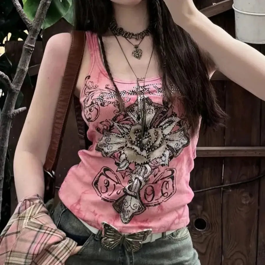 Rhinestone Cross Top - S