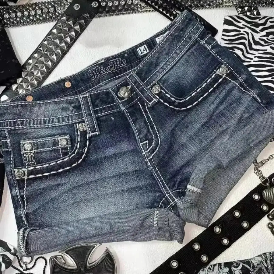 Rhinestone Pocket Shorts