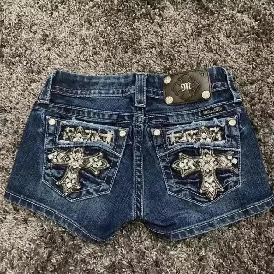 Rhinestone Pocket Shorts - Design 2 / S
