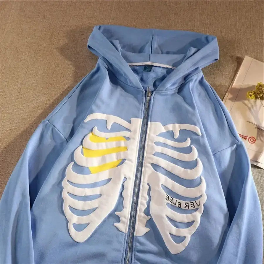 Rib Cage Hoodie - Blue / S