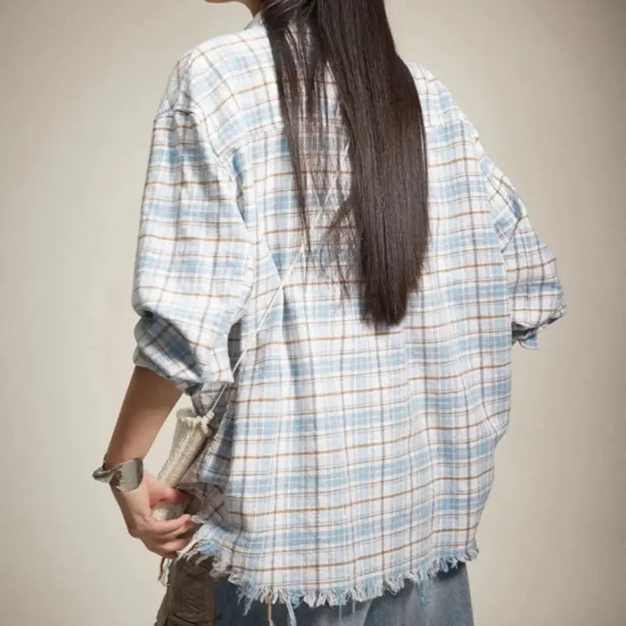 Ripped Style Checkered Shirt