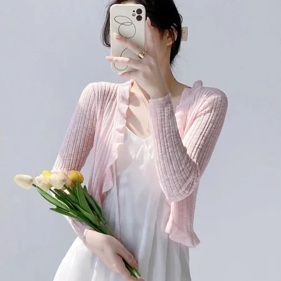Ruffle Sweater - Pink / One Size