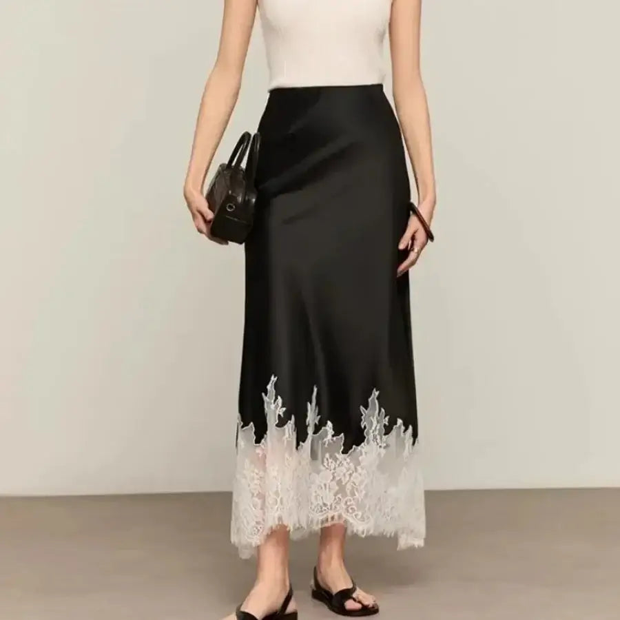 Satin Lace Skirt - S