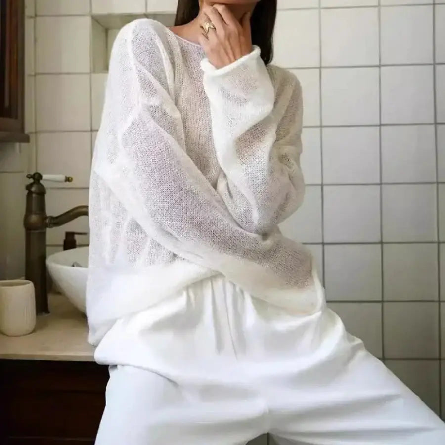 See Through Sweater - White / S