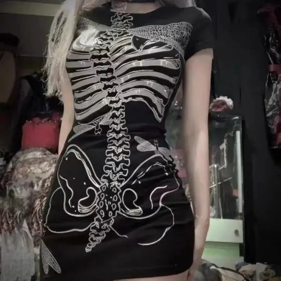 Skeleton Bodycon Dress - S