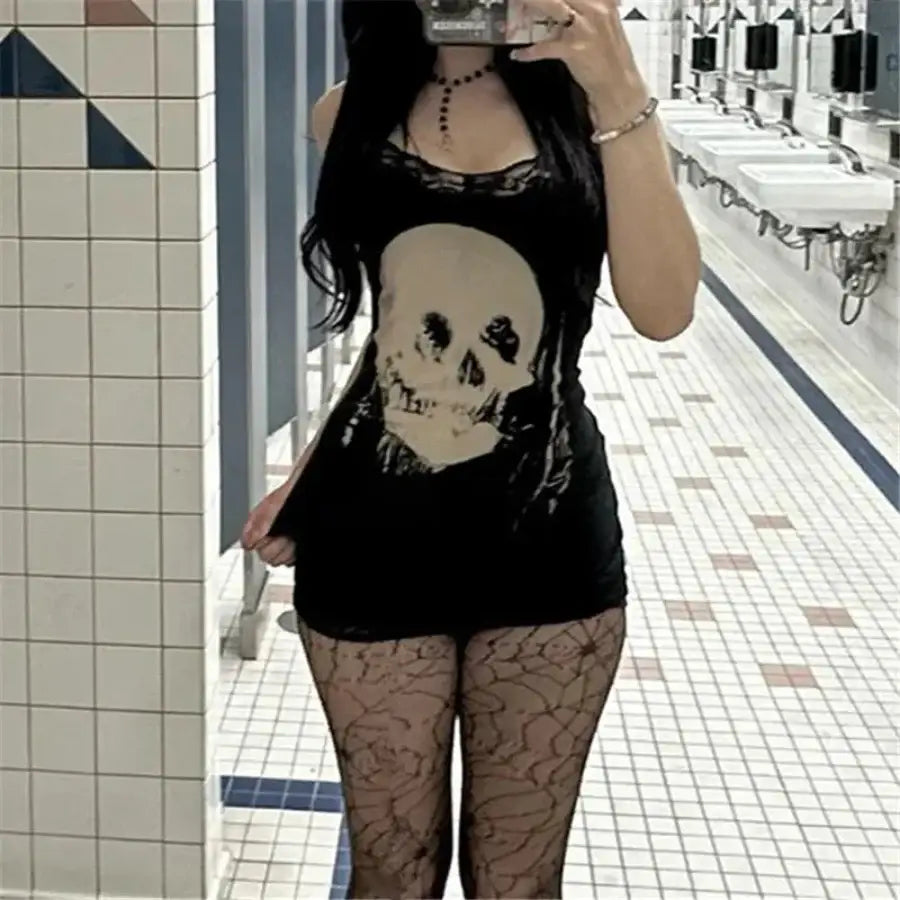Skull Print Dress - S