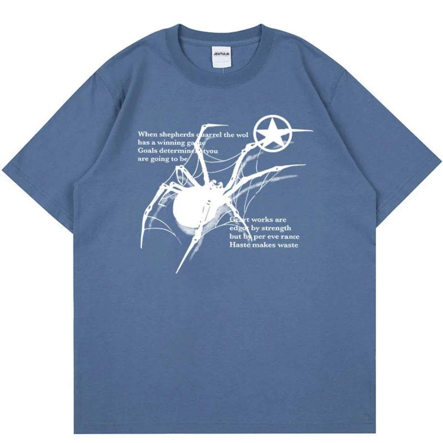 Spider graphic shirt - Blue / S