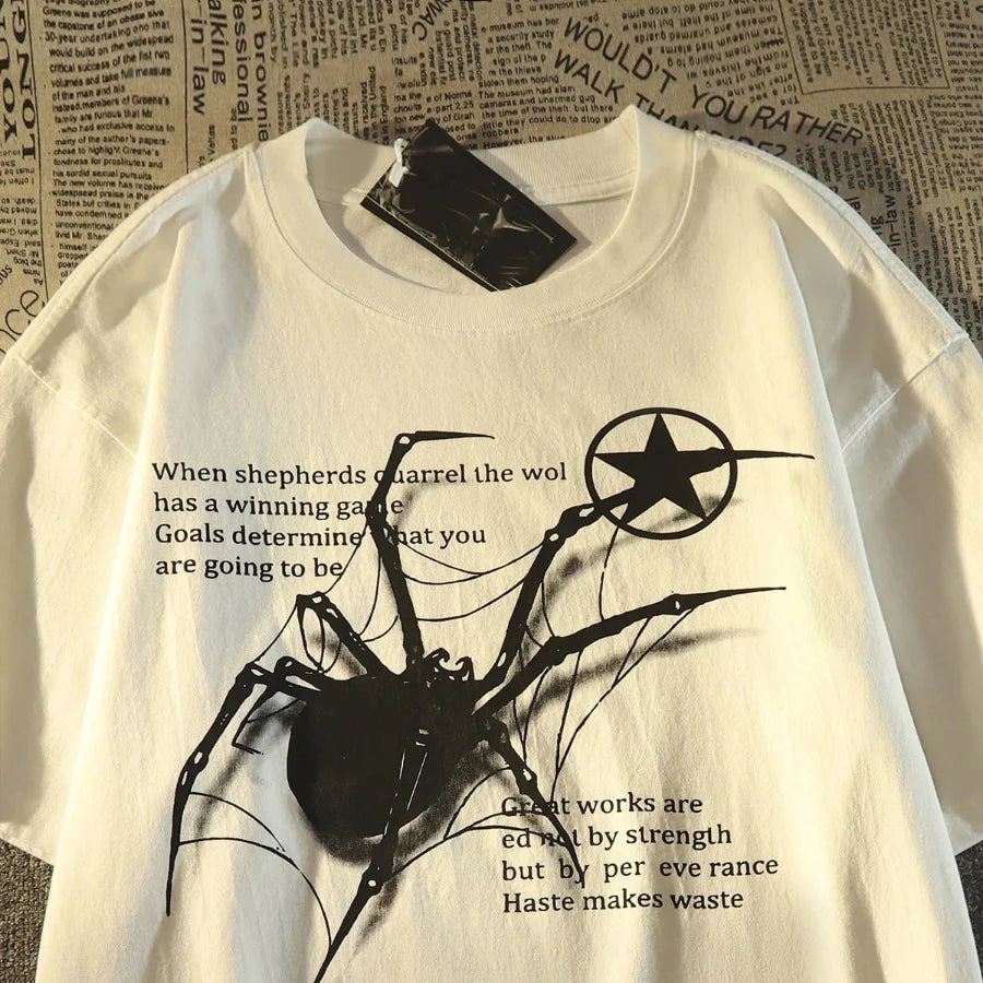 Spider graphic shirt - White / S