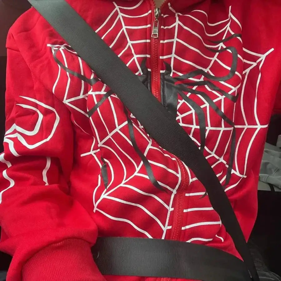Spider Web Zip Up Hoodie
