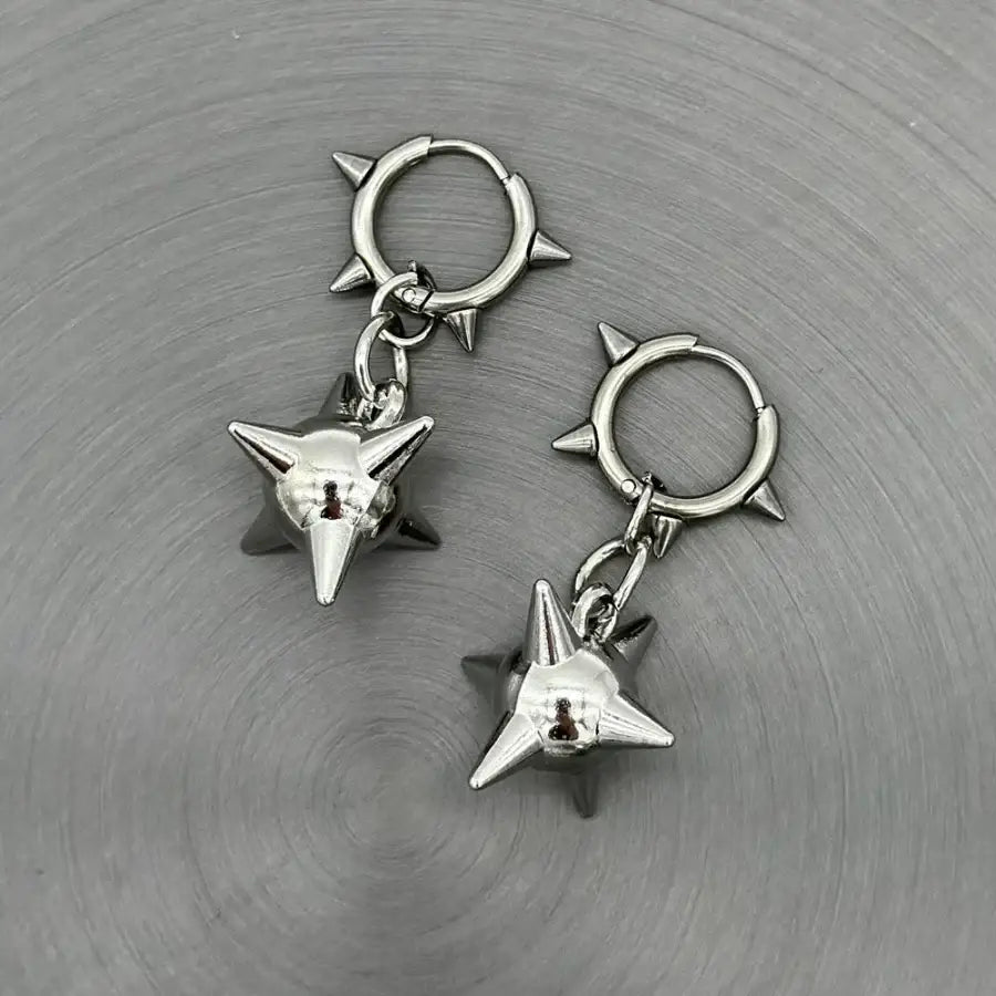 Spiky Ball Earrings - Silver