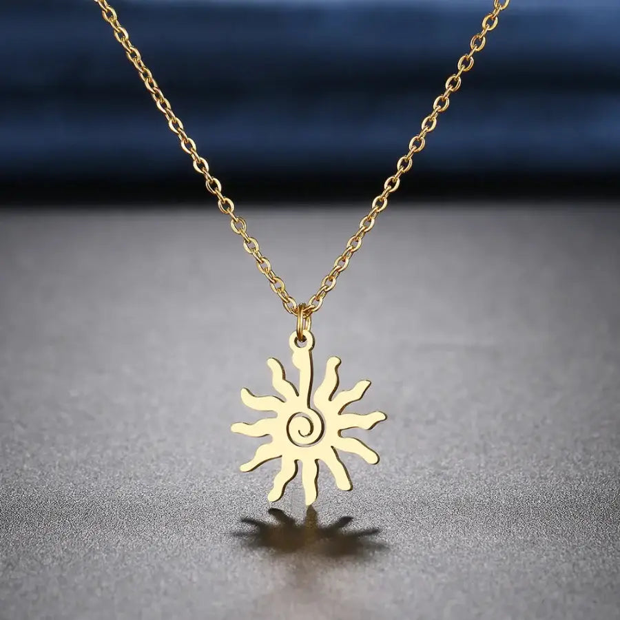 Spiral Sun Necklace Gold