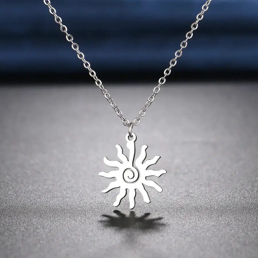 Spiral Sun Necklace Silver