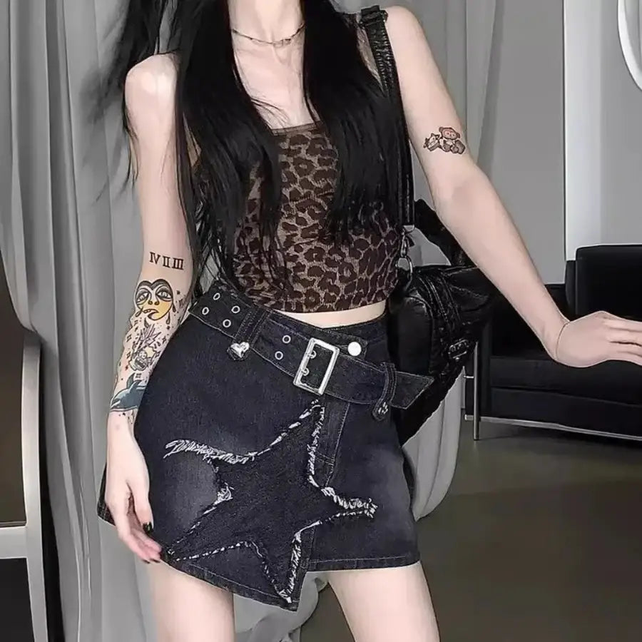 Star Denim Mini Skirt