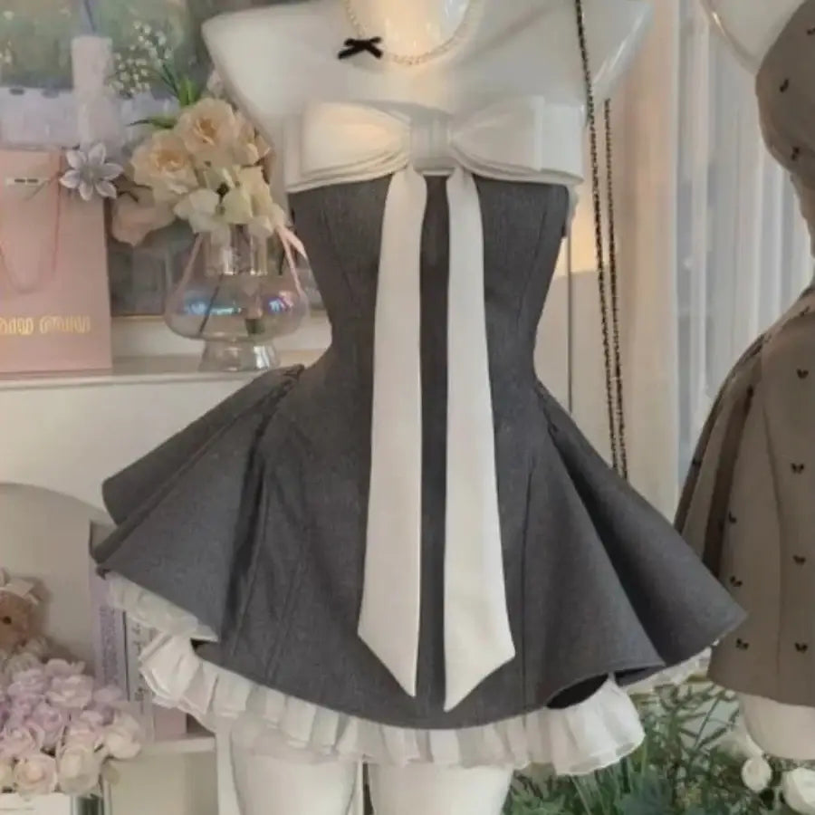 Strapless Bow Mini Dress