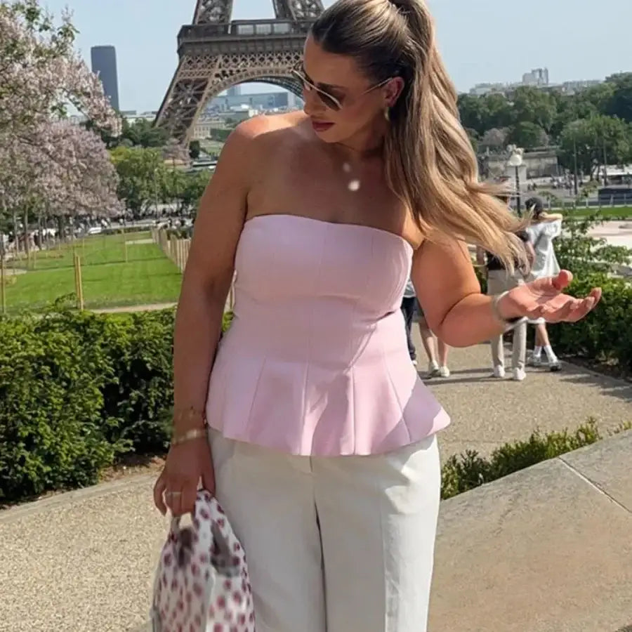 Strapless Flare Top - Pink / XS
