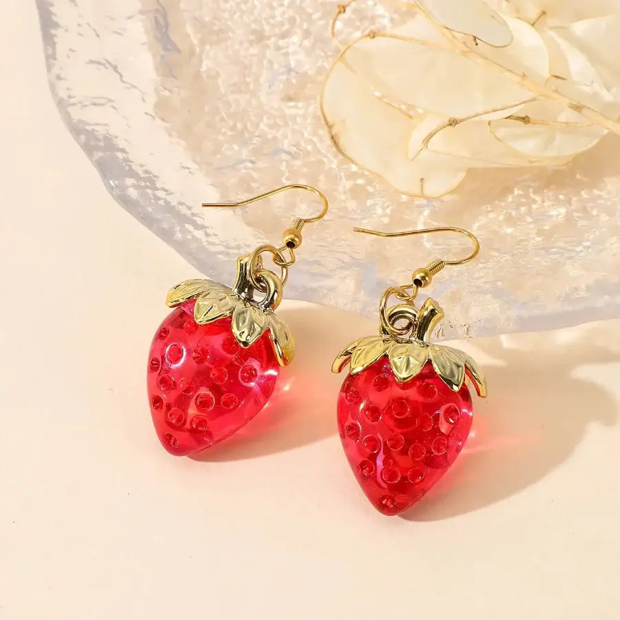Strawberry Earrings - Red