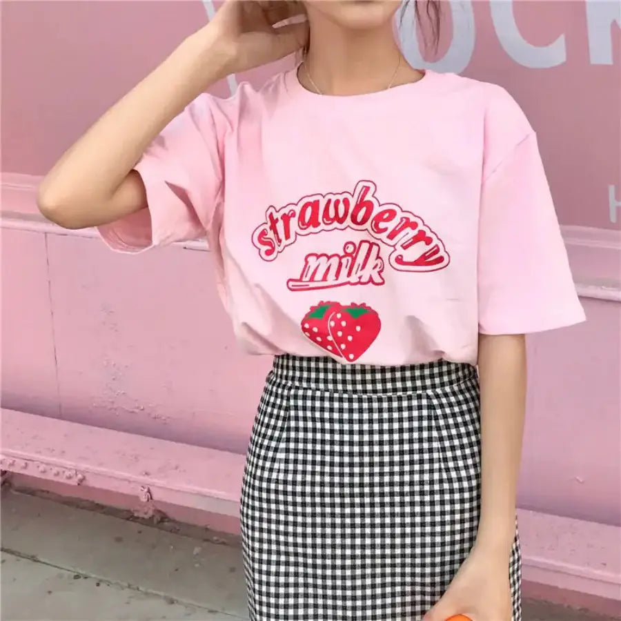 Strawberry Milk T Shirt - S