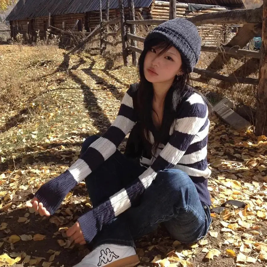 Striped Cable Knit Sweater