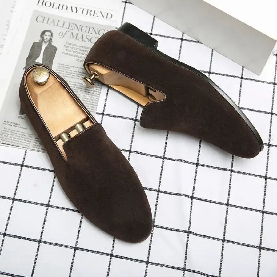 Suede Slip On Loafers - Brown / 6.5